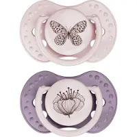 Difrax Tétine Dynamic Botanic Rose - Violet 0-3mois 2 pc(s) Sucette(S)