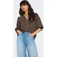 ONLY Chemisier 'ONLRAYA' beige foncé / noir / blanc