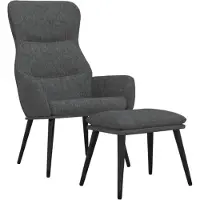 vidaXL Fauteuil relax avec pouf Tissu gris foncé