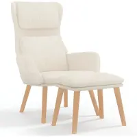 vidaXL Fauteuil relax avec pouf blanc crème velours