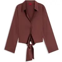 HUGO Errika 10260682 Red Long Sleeve Blouse Marron 34 Femme