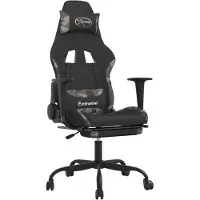 vidaXL Chaise de jeu avec repose-pieds Tissu noir et camouflage