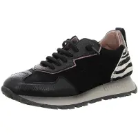 Hispanitas pour femme. ZHI254312 Baskets en cuir Kansas noir (41), Plat, 1 à 3 cm, Lacets, Casuel