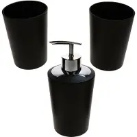 MamboCat Ensemble de salle de bain 3 pièces Marta noir avec distributeur de savon et gobelet à dents