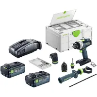 Festool Kit de base TPC 18/4 : perceuse-visseuse à percussion sans fil 18 V 75 Nm sans balais + 2 batteries 8,0 Ah + chargeur rapide + Systainer