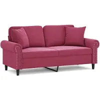 vidaXL Canapé 2 places avec coussins décoratifs rouge vin 140 cm velours