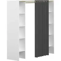 Vente-unique Armoire Système de penderie - l. 112/185 cm - blanc & anthracite - EMERIC