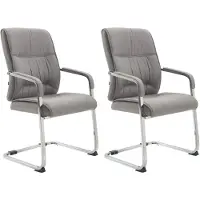 CLP Ensemble de 2 chaises XL Anubis à piétement luge avec accoudoirs,gris