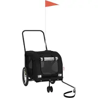 vidaXL Remorque pour vélo Chiens Noir Tissu Oxford et fer