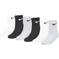 Nike Kids Crew 6 Pack Unisexe - Chaussettes, Blanc - Taille 23.5 - 27 - Coton