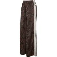 Adidas Pantalon 'SATIN SNAKE PRINT WIDE LEG TRACK' brun foncé / noir / blanc
