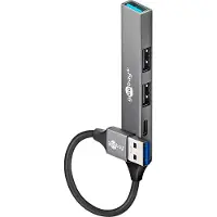 Goobay 74458 hub d'interface USB 3.2 Gen 1 (3.1 Gen 1) Type-A 5000 Mbit/s Gris clair