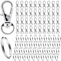 INF Porte-clés et anneaux avec mousquetons en alliage, paquet de 40 Silver