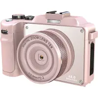 INF Appareil photo numérique 4K 48MP zoom numérique 18X/stabilisation/autofocus Rose