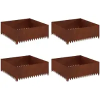 vidaXL Bordure de jardin, lot de 4, 100 x 100 x 35 cm, acier, finition rouille