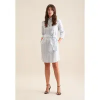 Seidensticker Robe-chemise 'Schwarze Rose' bleu fumé / blanc