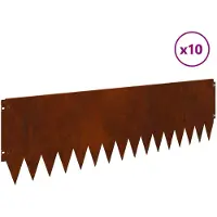 vidaXL Bordure de pelouse, 10 pièces, 103 x 30 cm, acier rouillé