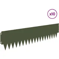 vidaXL Bordure de jardin, 10 pièces, 103 x 25 cm, acier, vert olive