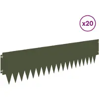 vidaXL Bordure de jardin, 20 pièces, 103 x 25 cm, acier, vert olive