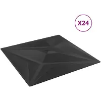 vidaXL Panneaux muraux « Étoile », 24 pièces, noir, 50 x 50 cm, mousse XPS