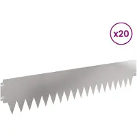vidaXL Bordure de pelouse, 20 pièces, 103 x 20 cm, métal argenté