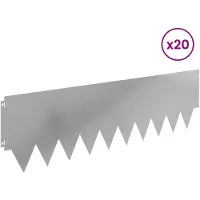 vidaXL Bordure de pelouse, 20 pièces, 103 x 30 cm, métal argenté