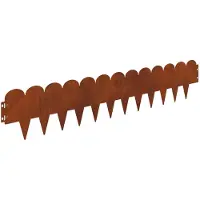 vidaXL Bordure de pelouse, 10 pièces, 103 x 20 cm, acier rouillé