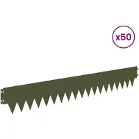 vidaXL Bordure de pelouse, 50 pièces, 103 x 15 cm, métal, vert olive