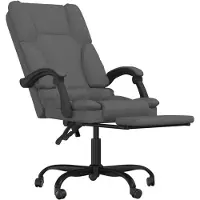 vidaXL Chaise de bureau de massage avec fonction d'inclinaison, tissu gris foncé