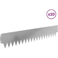 vidaXL Bordure de pelouse, 20 pièces, 103 x 20 cm, métal argenté