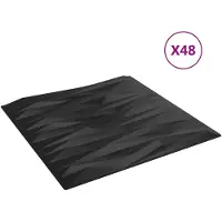 vidaXL Panneaux muraux 48 pcs Pierre Noire 50 x 50 cm Mousse XPS