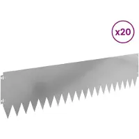 vidaXL Bordure de pelouse, 20 pièces, 103 x 25 cm, acier argenté