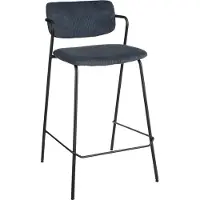Mica Decorations Tabouret de bar Nanet - H91 cm - velours - bleu foncé