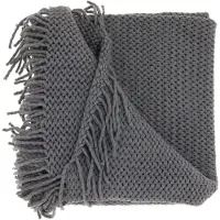 Unique living Châle tricoté avec frange Kos gris foncé
