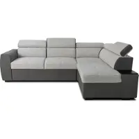 Sonstiges Canapé d'angle convertible réversible - 4/5 places - KELIO - Tissu Anthracite/Gris - 3 tétieres - 245 x 184 x 77/87 cm