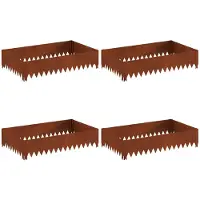 vidaXL Bordure de jardin, 4 pièces, 100 x 60 x 20 cm, acier, finition rouille