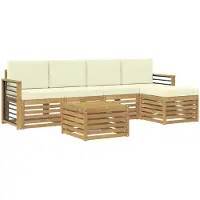 vidaXL Ensemble de canapés d'extérieur , 6 pièces, blanc et crème, 59 x 59 x 37 cm