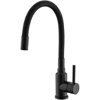 Alveus Robinet de cuisine Flexa, bec flexible, cartouche céramique, noir mat