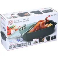 Sonstiges Alpina Braadslee met Glazen Deksel 5.5L 39.5x22.5x10.8 cm Zwart