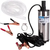 GEKO Pompe submersible 60W, 12V, 25l/min, avec tuyau de 3m, pour le pompage de diesel et d'autres liquides