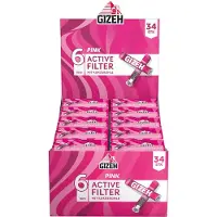 Gizeh Filtre à charbon actif Pink 6 mm Masterpack – 10 filtres par paquet