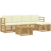 vidaXL Ensemble de canapés d'extérieur , 6 pièces, blanc et crème, 59 x 59 x 37 cm