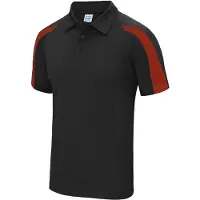 Just Cool JC043 | Polo de sport Contrast Cool + WRAP - Couleur : Jet Black/Fire Red - Taille : XL