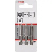 Bosch Lot de 3 embouts de vissage Extra-dur Phillips PH1 à queue 6 pans mâle 1/4 Longueur 49 mm 2607001526