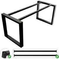 MetaloPro Eta Pieds de table avec colonne centrale, pieds de table en métal, pieds de table, pied de table, pieds de table en métal, pieds de table noirs - 160 x 70 x 72 cm