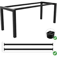 MetaloPro Etamin Pieds de table avec colonne centrale, pieds de table en métal, pieds de table, pied de table, pieds de table en métal, pieds de table noirs - 170 x 70 x 72 cm