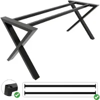 MetaloPro Belaga Pieds de table avec colonne centrale, pieds de table en métal, pieds de table, pied de table, pieds de table en métal, pieds de table noirs - 170 x 70 x 72 cm