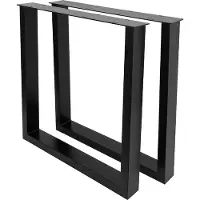 MetaloPro Pieds de table Eta Lite – 2 pieds métalliques noirs de forme rectangulaire pour tables modernes et minimalistes à la maison et au bureau, 72 cm