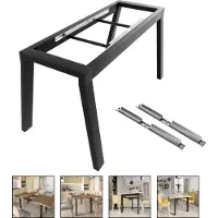 MetaloPro Thusia Split : pieds de table en métal, piètements de table stables, pieds de table noirs à rallonge, piètements de table pour salle à manger