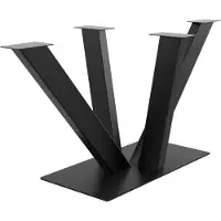MetaloPro Mikado : pied de table métallique noir, piètement central, pour des plateaux pouvant peser jusqu'à 150 kg, table à manger, table basse, table de salon, salon industriel et moderne